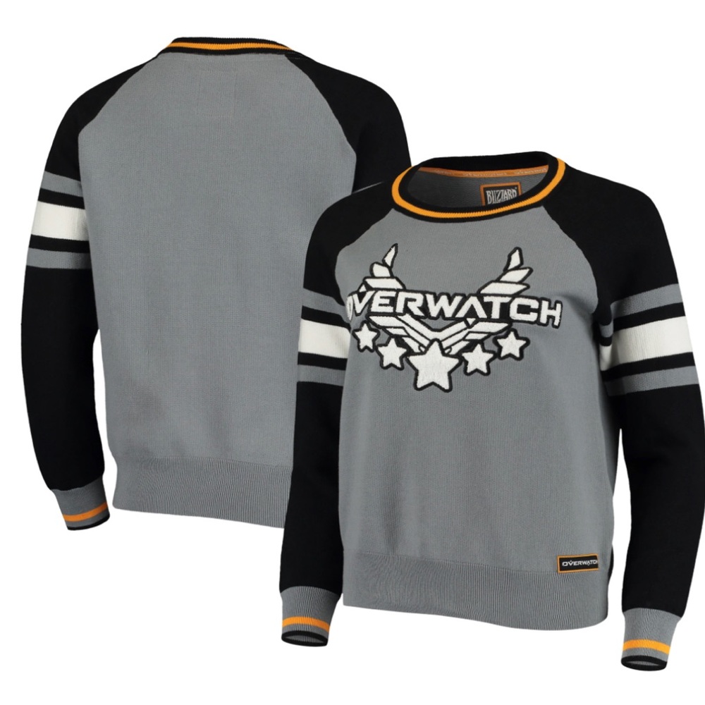 NEW Blizzard Women's Gray/Black Overwatch
Raglan Sweater Cotton Pullover - XL